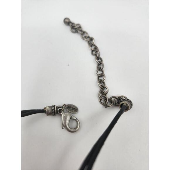 CHICO'S Silvertone Black Cord Scoop Necklace - Picture 3 of 4